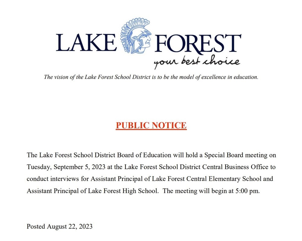 Public Notice-09/05/23 Board of Education Meeting
